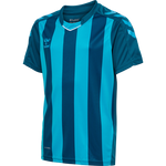 HMLCORE XK Striped Jersey S/S Kids - Coral Blue/ Blue Danube