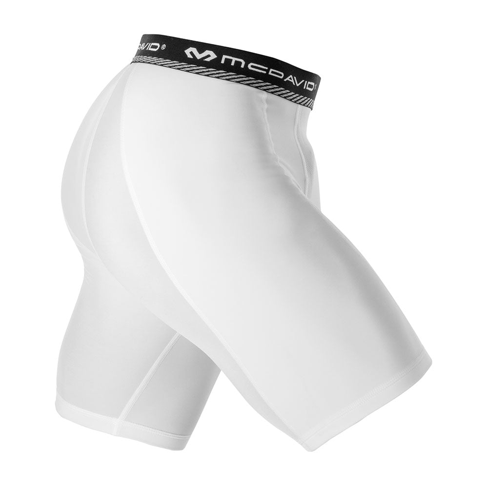 Youth Double Compression Short w/Cup Pocket - White