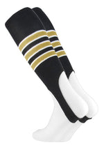 TCK Striped Baseball Stirrups 7 Inch Pattern D - (Black-White-Vegas Gold)