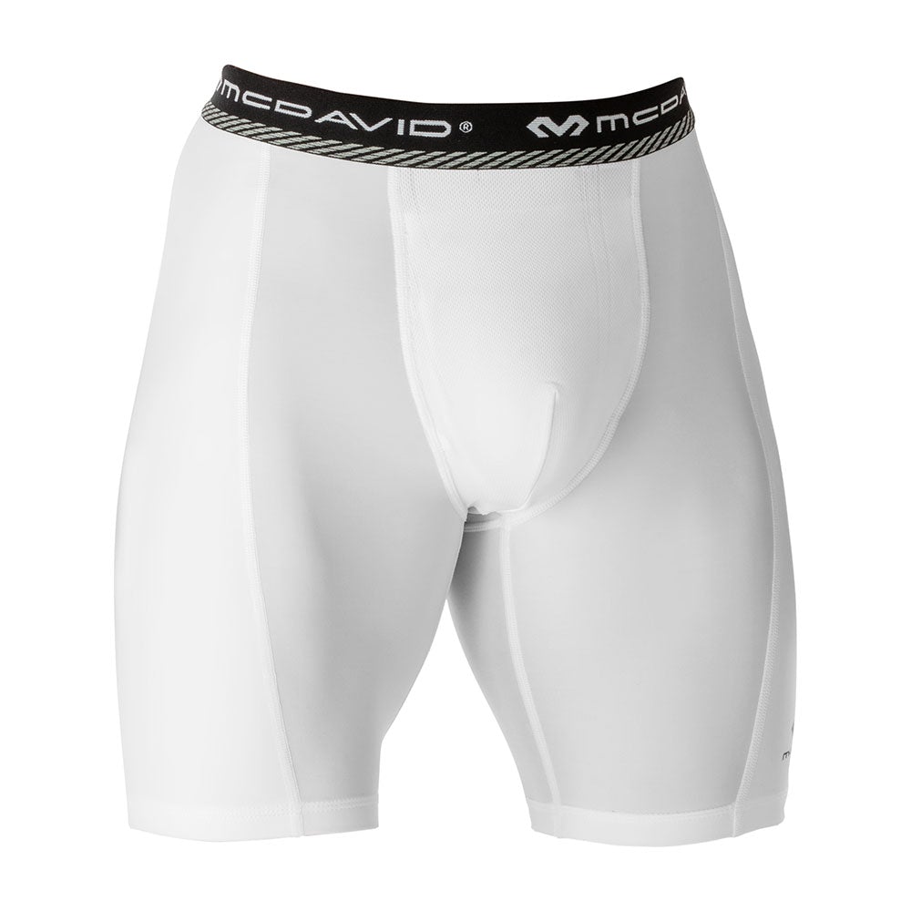 Double Compression Short w/Cup Pocket - White