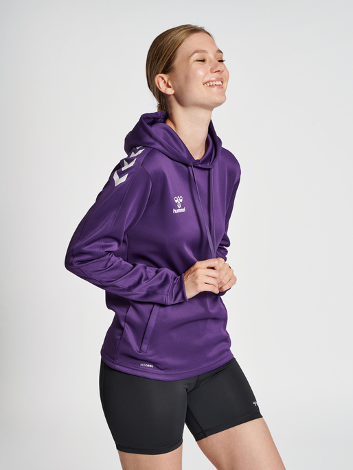 HMLCORE XK POLY SWEAT HOODIE WOMAN - Acai/White