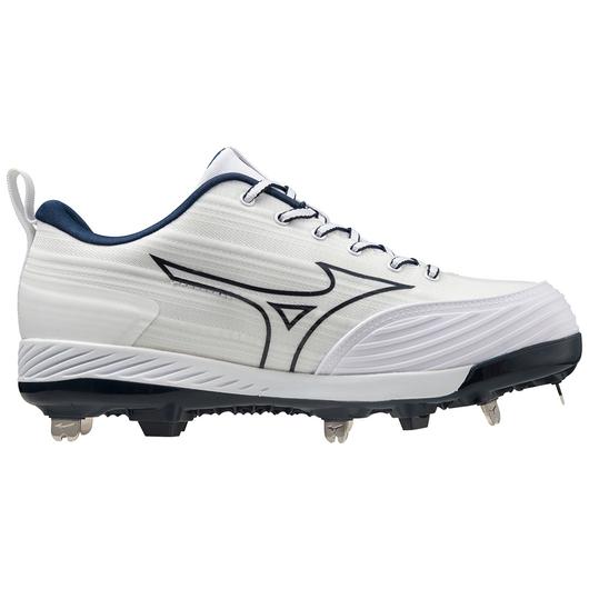 Mizuno Sweep 6 Low Women's Metal Softball Cleat - White/Navy