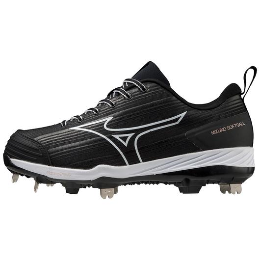 Mizuno Sweep 6 Low Women's Metal Softball Cleat - Black/White