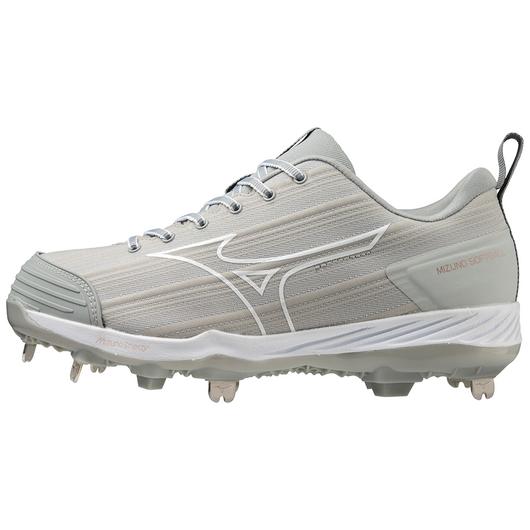 Mizuno Sweep 6 Low Women's Metal Softball Cleat - Grey/White