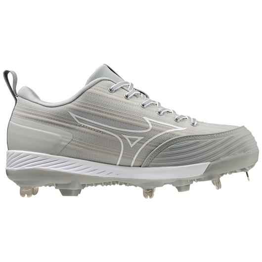 Mizuno Sweep 6 Low Women's Metal Softball Cleat - Grey/White