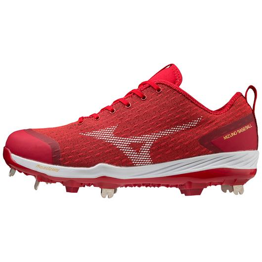 Mizuno Dominant 4 Low Men's Metal Baseball Cleat- Red/White