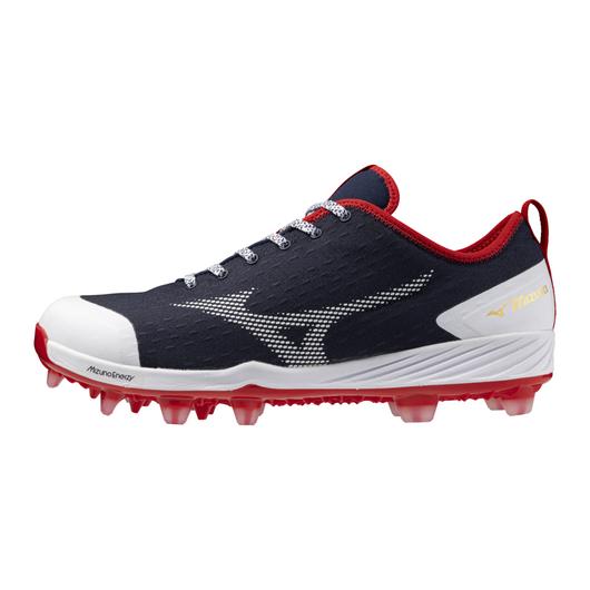 Mizuno Dominant 4 TPU Men's Molded Baseball Cleat - Navy/Red