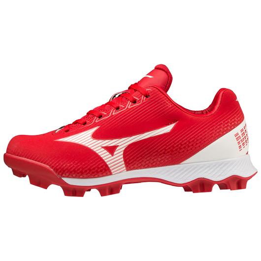 Mizuno Wave Lightrevo TPU Junior Molded Low Baseball Cleat - Red/White