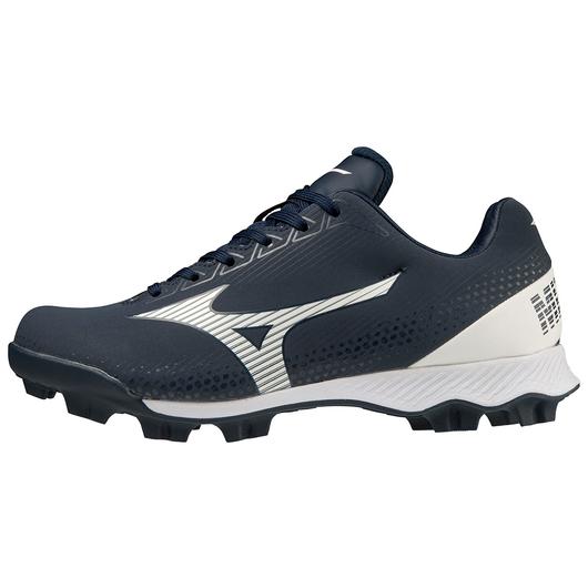 Mizuno Wave Lightrevo TPU Junior Molded Low Baseball Cleat - Navy/White