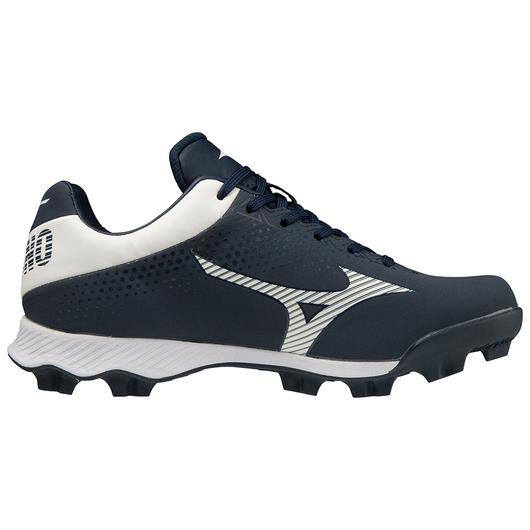 Mizuno Wave Lightrevo TPU Junior Molded Low Baseball Cleat - Navy/White