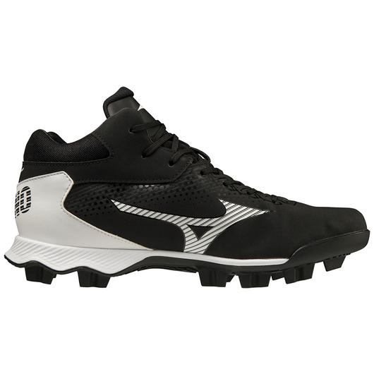 Mizuno Wave Lightrevo TPU Men's Molded Mid Baseball Cleat - Black/White