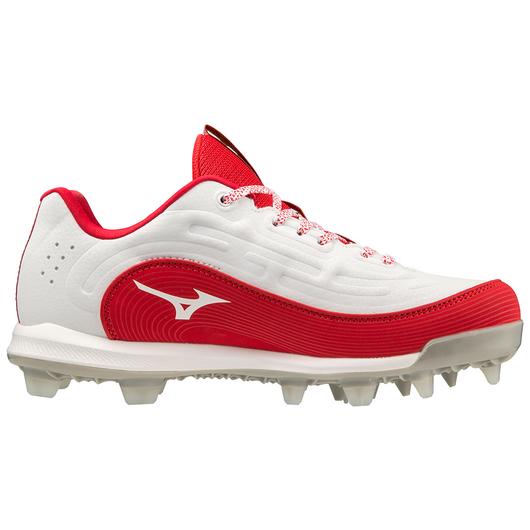 9-Spike Advanced Finch Elite 6 Low Women's TPU Molded Softball Cleat- White/Red