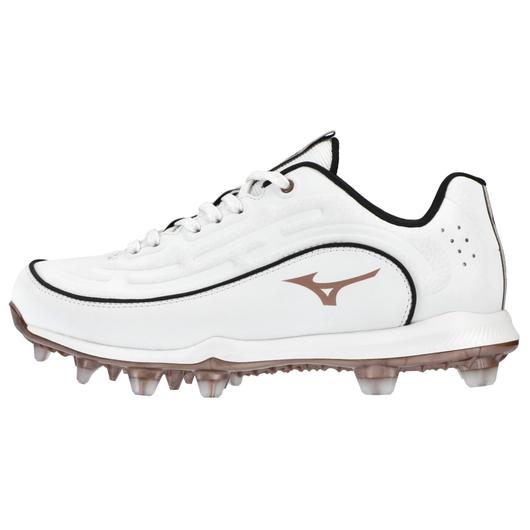 9-Spike Advanced Finch Elite 6 Low Women's TPU Molded Softball Cleat- White/Rose Gold