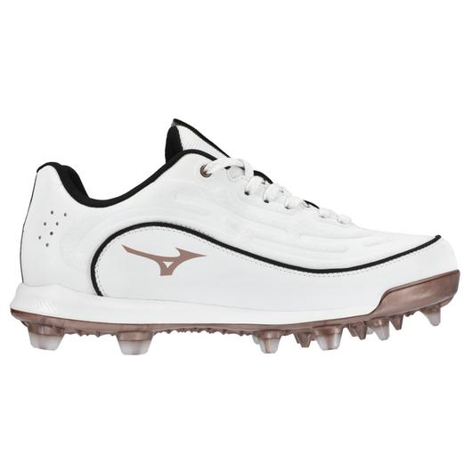 9-Spike Advanced Finch Elite 6 Low Women's TPU Molded Softball Cleat- White/Rose Gold