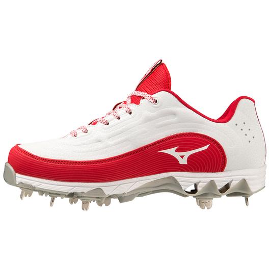 9-Spike Swift 8 Low Women's Metal Softball Cleat - White/Red