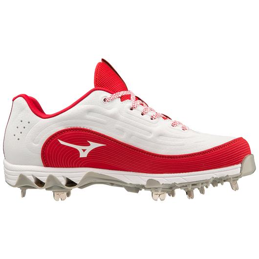 9-Spike Swift 8 Low Women's Metal Softball Cleat - White/Red