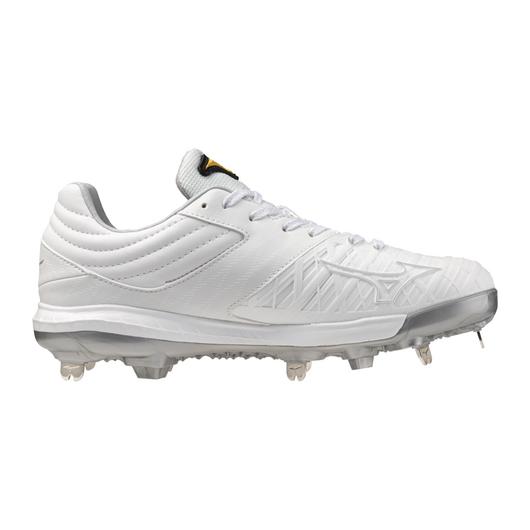 Women's Mizuno Pro FP Low Metal Fastpitch Cleat - White/Silver