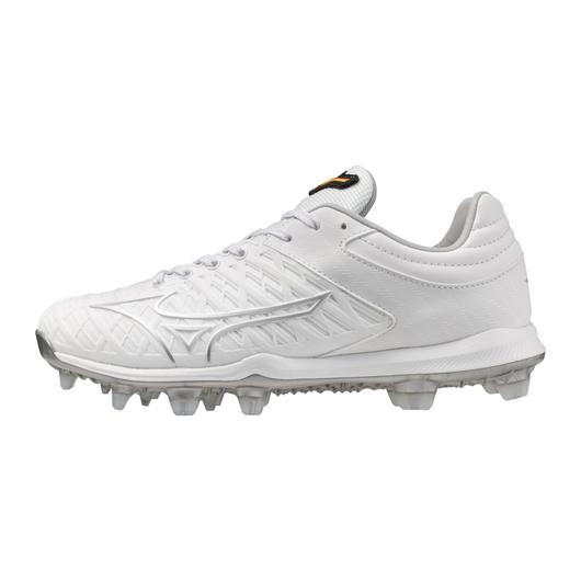 Women's Mizuno Pro FP Low TPU Fastpitch Cleat - White/Silver