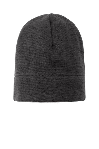 Port Authority® Heathered Knit Beanie - Black Heather/Charcoal