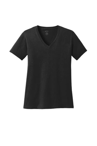 Port & Company® Ladies Core Cotton V-Neck Tee - Jet Black