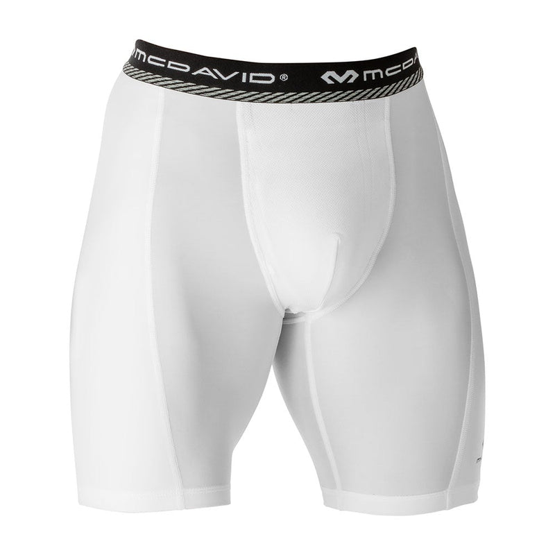 Youth Double Compression Short w/Cup Pocket - White
