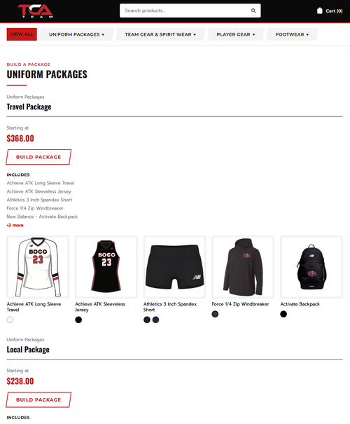TCA Team Store tablet preview