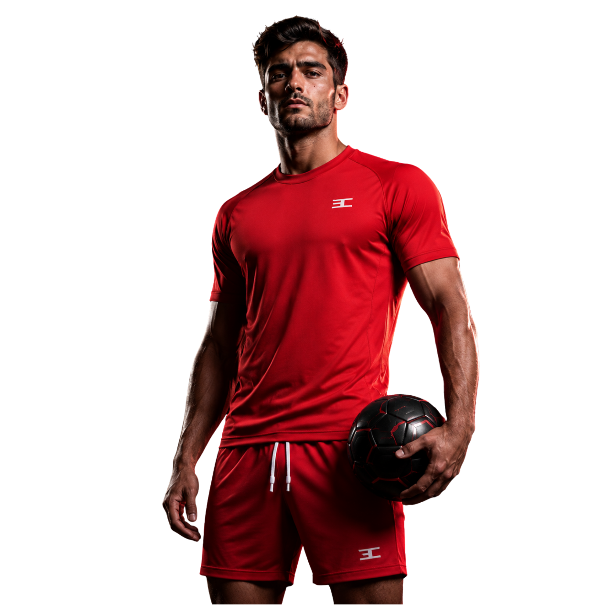 Athlete wearing a red 3C performance uniform