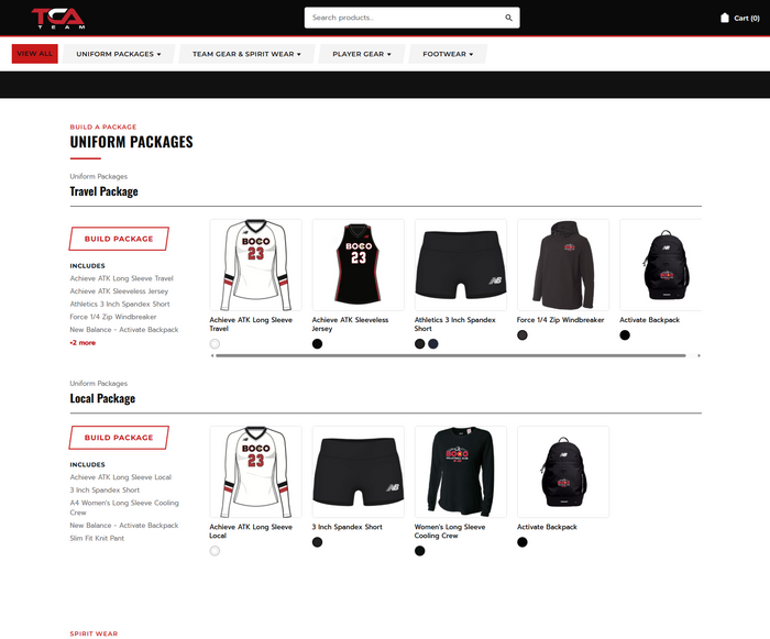 TCA Team Store desktop preview