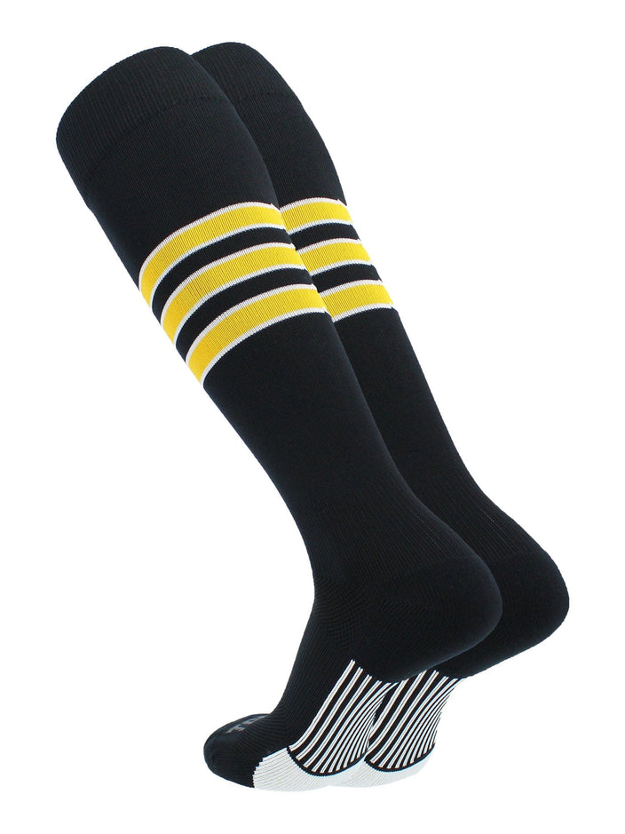 Elite Performance Baseball Socks Dugout Pattern D - (Black-White-Gold)