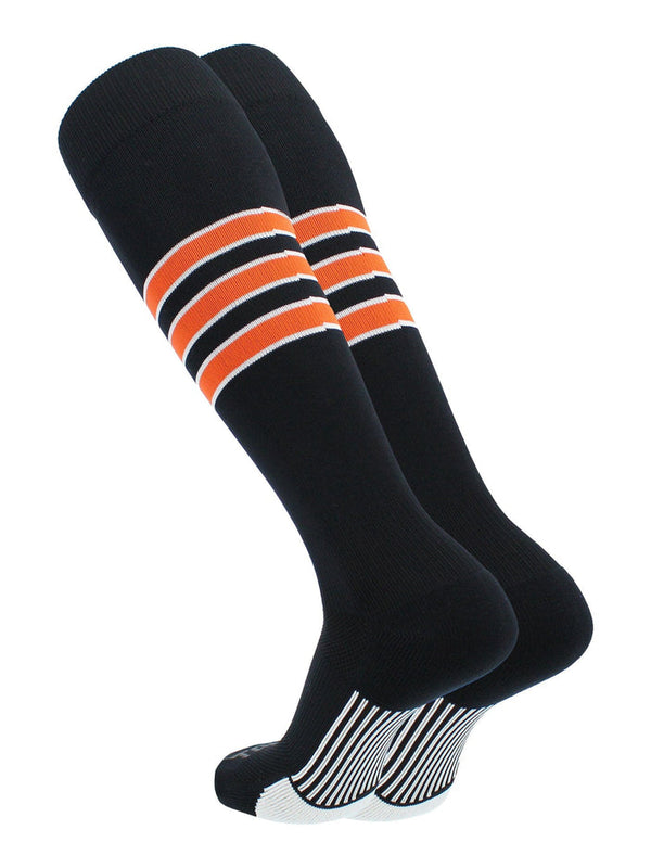 Elite Performance Baseball Socks Dugout Pattern D - (Black-White-Orange)