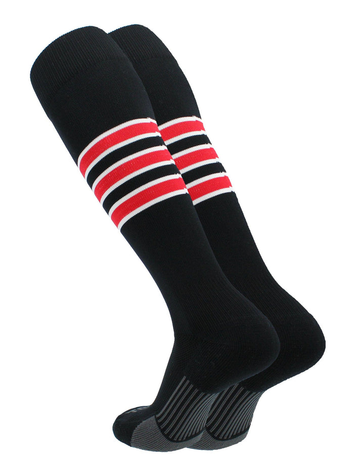 Elite Performance Baseball Socks Dugout Pattern D - (Black-White-Scarlet)