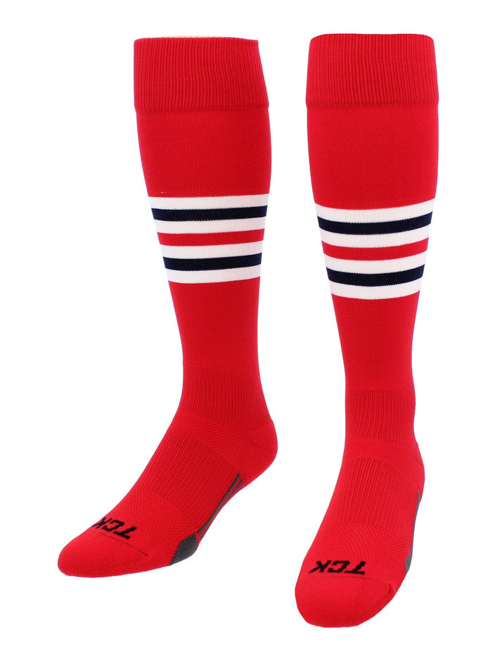 Elite Performance Baseball Socks Dugout Pattern I - (Scarlet-White-Navy)