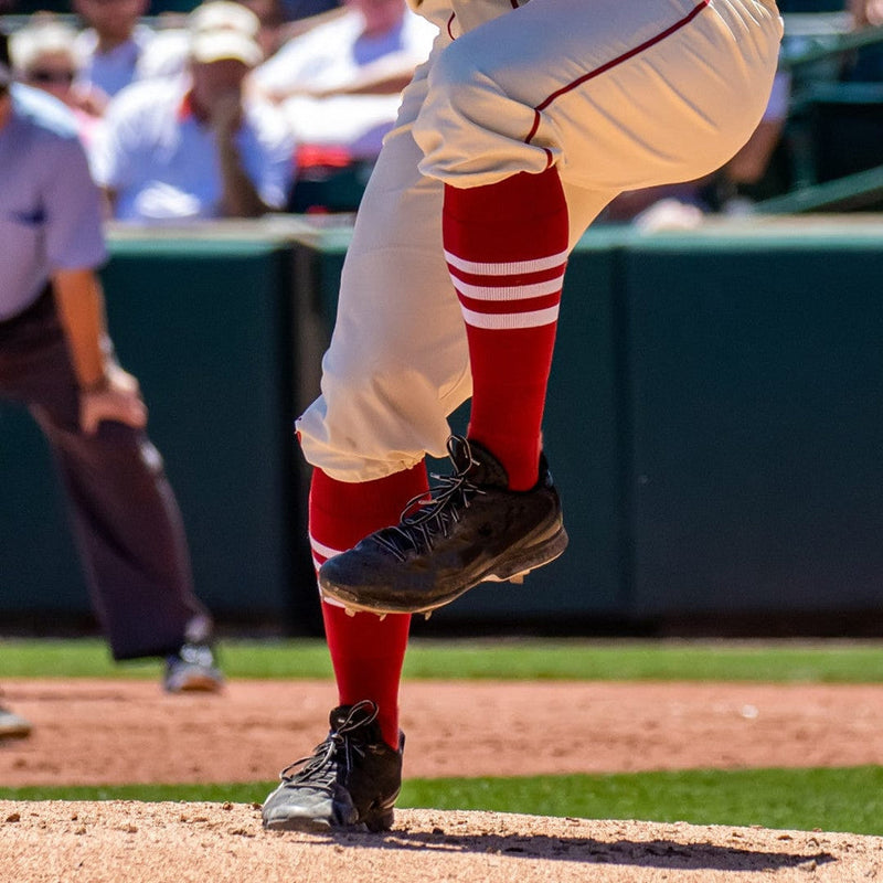 Elite Performance Baseball Socks Dugout Pattern I - (Scarlet-White-Navy)
