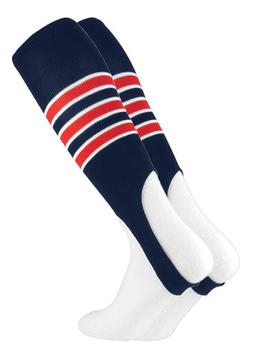 TCK Striped Baseball Stirrups 7 Inch Pattern D - (Navy-Scarlet-White)