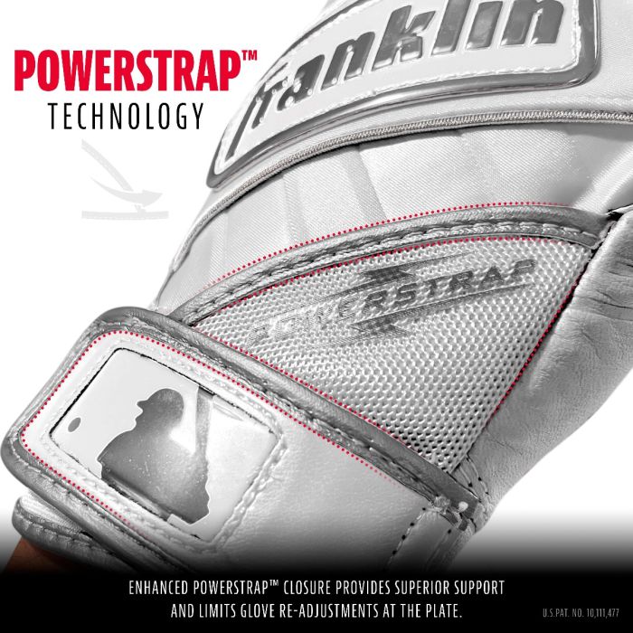 Powerstrap Chrome Batting Gloves  - White
