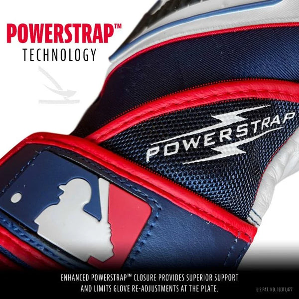 POWERSTRAP BATTING GLOVES - WHITE/NAVY/RED