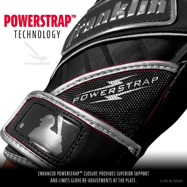 POWERSTRAP CHROME BATTING GLOVES - BLACK